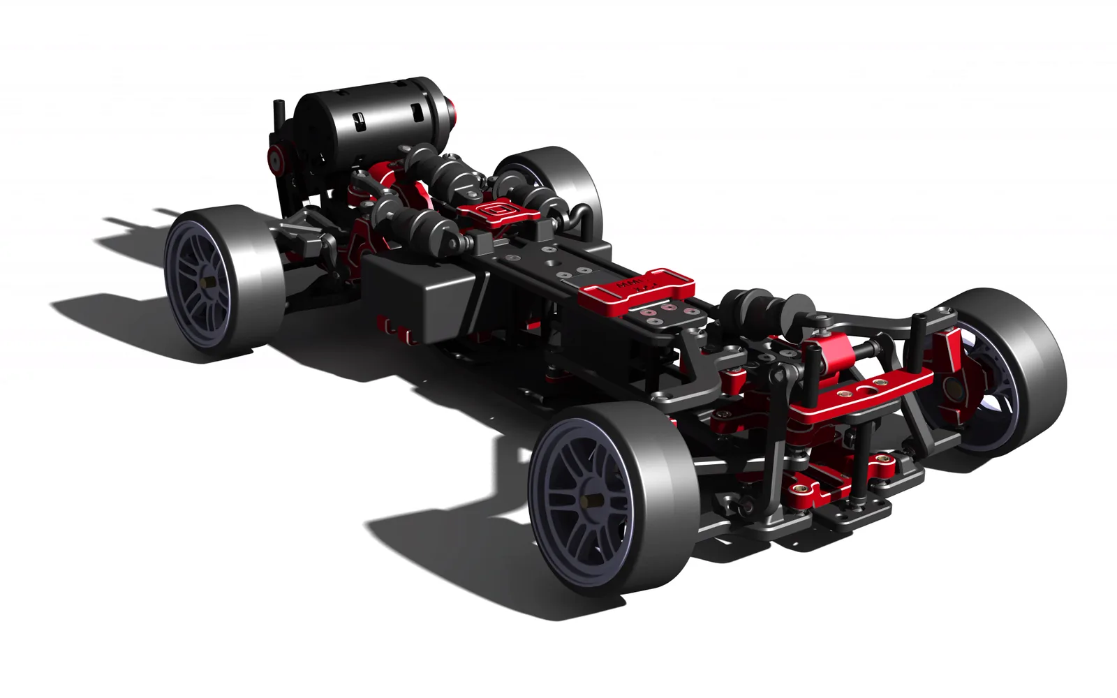 MMC XP2 drift chassis, low three-quarter view